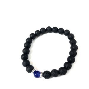 Men’s black lava beads bracelet